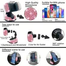 Artificial Diamond Car Steering Wheel Decoration Set Pink Artificial Diamond Steering Wheel Protective Cover, New Fashion Cute Goddess Steering Wheel Cover Set,Car Acessesories Women - Một cỡ - Xem 4