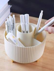 1 件耐用 360° 旋转桌面收纳，5 个隔层 - 多功能化妆品收纳，用于存放笔、剪刀、尺子和其他用于办公桌和家庭办公室的文具、储物盒和美术用品收纳、铅笔盒、铅笔袋、书包学校用品、返校 - 彩色 - 查看 6