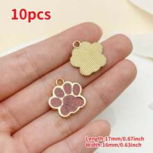 Mix de 10 peças de pingente de pata de gato com gotejamento de óleo em ouro antigo de 17x16 mm, face única, adequado para colar, pulseira, brinco, acessórios para fabricação de joias
