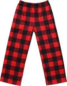 Boys Pajama Pants Long Sleep Soft Elastic Waist Bottoms Plaid Lounge With 2 Pockets 4-14 Years - Yarn Dyed Lattice13 - View 8