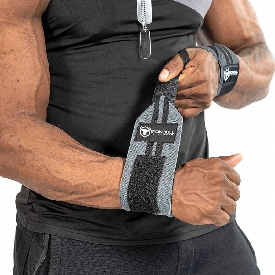 Muñequeras Aprobadas por USPA IPL USAW IWF para Entrenamiento Fuerza - gris - Ver 1