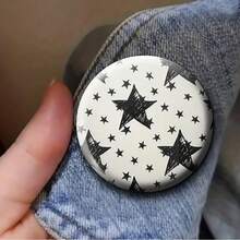 1pc 4.4cm/1.73inch Star Design Pin Badge, Button Badge, Brooch Pin, Suitable For Attaching To Clothing, Bags, Backpacks, Fun Gift For Family And Friends - Multicolor - View 6