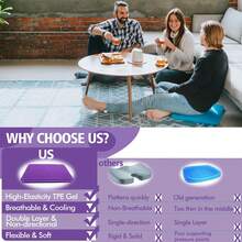 Purple Gel Seat Cushion, 19.7" Extra Large Double Thick Chair Cushions For Office Chair, Wheelchair, Car Seat, Couch, Stadium Seat Cushion For Tailbone Pain Relief, Cooling & Breathable Seat Cushions - Purple - View 5