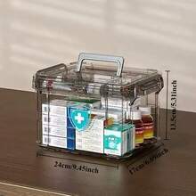 Double Waterproof Transparent PVC Medicine Storage Box - Easy Access, Suitable For Home And Travel, No Power Supply Required, Light Weight, Frosted Surface, Countertop Installation, Compact Design, Waterproof Storage Box