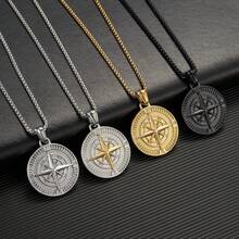 Men's Stainless Steel Compass Pendant Necklace For Adventurers - Vàng - Xem 7