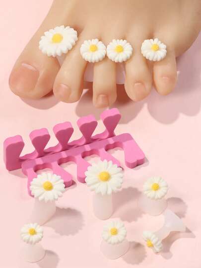 LULAA 8 件套美甲工具套装：脚趾甲硅胶分趾器和脚部水钻硅胶脚趾分隔器 + 2 件手指分趾器，美甲用品，美甲工具，美甲工具，返校，指甲，按压指甲用美甲工具