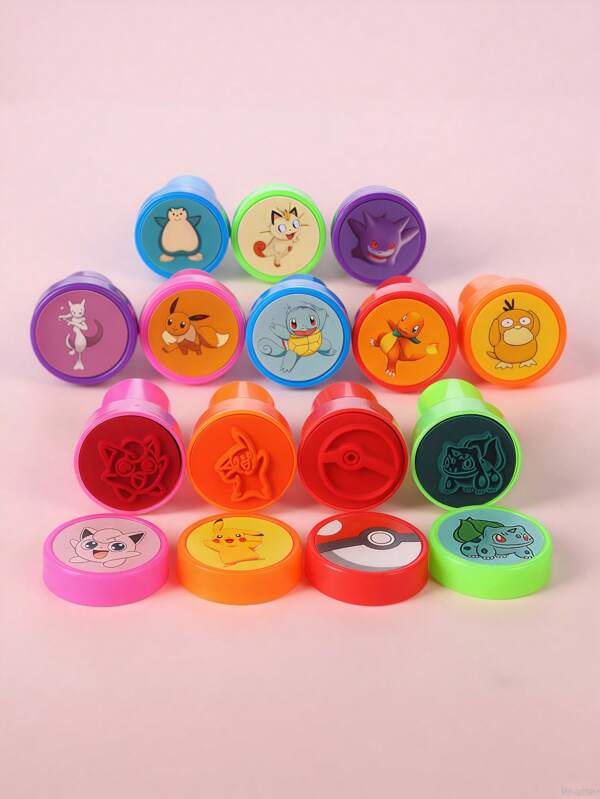 pokemon 12 piezas Sello de sello de Pikachu Pokemon, Favor de fiesta, Clase, Escuela Reward, Bolsa de regalo, Regalo de cumpleaños, Sellador mini para colorear, para dibujo DIY y scrapbooking, Fiesta de Cumpleaños, Actividades para maestros y Unicorn Regales de vuelta a la escuela