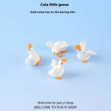 Mini Cute White Goose Figurine, Miniature Realistic Small Goose Cartoon Animal Decor, Healing Creative Desktop Ornament, Car Decor - Free Small Gift - Holiday Gift - Birthday Gift - Exquisite Gift