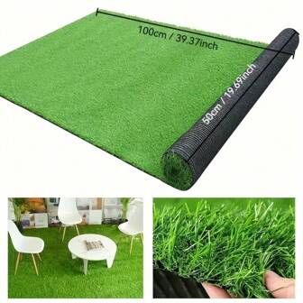 1 Rotolo di erba artificiale - Erba verde realistica con retro nero, adatta per decorazione esterna, addestramento e aree di gioco per animali domestici - Adatta per cortili, balconi e parchi, decorazione per prati esterni