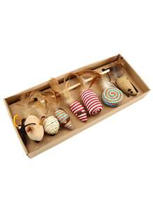 7 件套宠物用品逗猫棒，带羽毛玩具、铃铛和木杆猫玩具套装，适合与猫互动玩耍，促进猫咪亲密接触