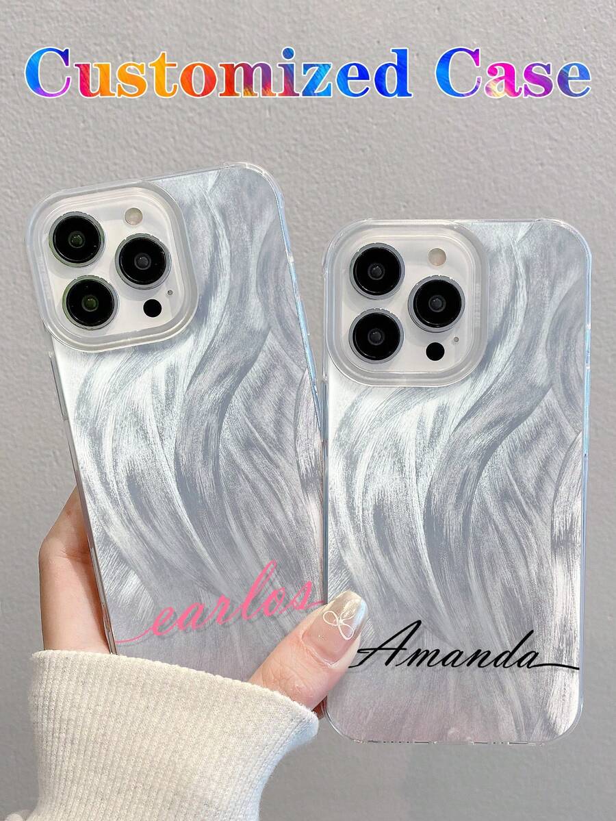 1 件定制简约 7 色银色姓名文字手机壳，厚透明防摔手机保护套适用于 、Galaxy A、S 系列