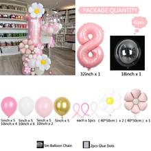 42 件雏菊柱气球套装，派对装饰用品 - 粉色 - 查看 10