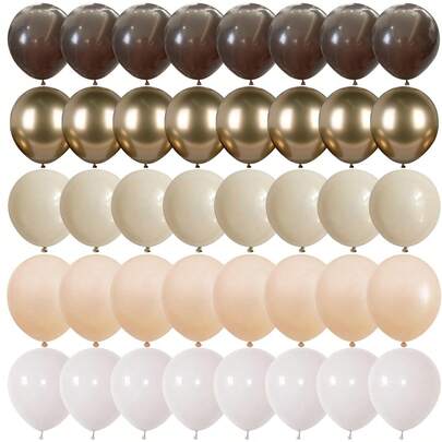 60pcs/Set 10-Inch/25.4cm Vintage Dark Coffee, Cream, Neutral Color Balloons, Suitable For Neutral Bride Shower, Wedding, Birthday Party Decorations