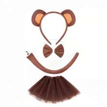 4 件套卡通猴子服装配饰（头带 + 蝴蝶结 + 尾巴 + 芭蕾舞裙），非电动，无羽毛，涤纶，非常适合派对、生日、婚礼装饰