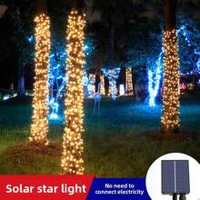 RTONTR 1 件暖光太阳能仙女灯 5 米 20 灯 /7 米 50 灯 /12 米 100 灯 /22 米 200 灯 LED IP 65 防水户外灯日常派对花园庭院户外树圣诞节万圣节节日使用（400mAh 镍氢电池）