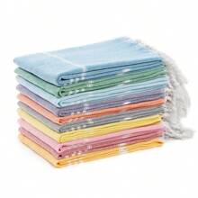 1 Stück Türkisches Handtuch, gestreiftes Mikrofaser Strandtuch für Camping Schwimmen Reisen, schnelltrocknend, multifunktionales Quasten-Geschirrtuch, nicht klebrig am Sand, leichtes Strandtuch für Beauty Salon, Zuhause, Badezimmer, Dusche, Handtücher für Beauty Salon, Hotel, Sport, Zuhause Essentials, Handtuch, Hautpflege Badetuch