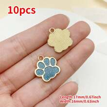 Mix de 10 peças de pingente de pata de gato com gotejamento de óleo em ouro antigo de 17x16 mm, face única, adequado para colar, pulseira, brinco, acessórios para fabricação de joias