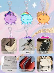 1 件创意个性化可爱趣味亚克力钥匙扣小马可爱趣味青蛙亚克力钥匙扣人物暮光闪闪、彩虹破折号萍琪派小蝶包饰汽车钥匙扣适用于钥匙学校文具包装饰礼物送给朋友家人同事全年派对回礼婚礼礼物生日礼物毕业礼物。汽车配件哥特 Y2K