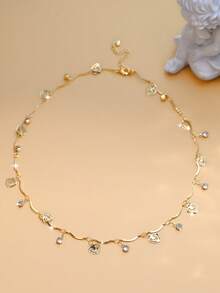 KKCOLA 1 件时尚心形吊坠项链（随机放置水钻镶嵌心形