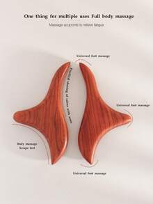 1 件木质触发点按摩刮痧工具，专业淋巴引流工具，木疗按摩工具，适用于背部腿部手部面部、刮痧、淋巴引流、脂肪团、背部抓挠器、学校、返校、旅行、旅行必需品、家居必需品、水疗、按摩工具、按摩、按摩器、水疗 - 紅木色 - 查看 4