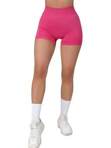 Seamless High Waisted Booty Shorts For Workout - 3" Rosa cereza - Ver 3