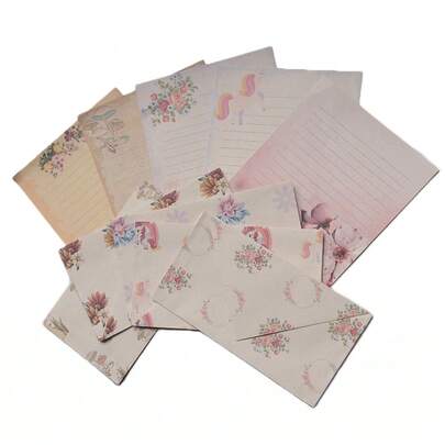 Kit Papéis De Carta Decorados C/ 10 + Envelopes Estampados