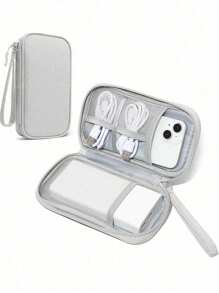 1pc Digital Accessories Storage Bag, Electronic Organizer Travel Universal Cable Pouch, Suitable For Phone Case, Data Cable, Coin Purse, Jewelry, Classified Storage Compartments, Power Bank, Mouse, Charger, Cable, Pencil Case, Hard Drive, Protective Cover, Washable Travel Storage Pouches