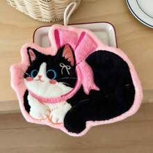 [Free Shipping] 1 Cat Hand Towel, Wall Hangable, Thick, Cat Shaped, Super Absorbent, Cute, Coral Fleece, For Kitchen And Bathroom, Pet Hand Towel, Highly Absorbent, Quick-Drying Cat Towel, Suitable For Kitchen And Bathroom