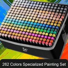 178 Vibrant Colors markers(complimentary marker paper included), Double-Tip Design Markers Coloring Set. smooth writing and coloring Markers Alcohol.Made with fade-resistant ink, these marker pens are perfect for various surfaces. Elevate your crafts and artwork! Great for back-to-school shopping.