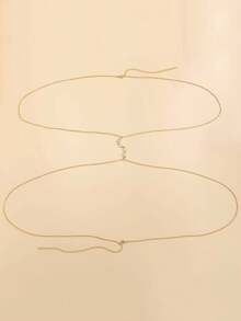 1pc Gold Crystal Body Chain Jewelry, Summer Beach Style Bikini Chest Chain, Personalized Accessory Suitable For Women Daily, Vacation, Beach Wear, Gift For Friends And Family