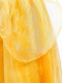 8 件套女童套装黄色细肩带蝴蝶结花卉芭蕾舞裙配饰，儿童角色扮演服装，适合节日派对、圣诞节