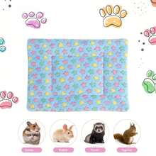 APPKER Adorable Double-Sided Small Pet Mattress - Washable Plush Cage Mat For Rabbits, Hamsters, Guinea Pigs & Squirrels, Durable & Decorative Rug With Playful Star & Paw Print Design, Soft Polyester Material In Assorted Colors - Multicolor - View 6