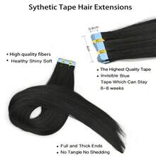 20pcs Tape-In Hair Extensions, 24-Inch Synthetic Weft Strips, Easy Application For Women -Vibrant Color Tapes|Easy Application Strips - Multicolor - View 3