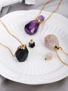 1PC Luxury Perfume Bottle Crystal Necklace For Women Natural Stone Faceted Bottle Pendant Healing Diffuser Pendant Jewelry Gift H672