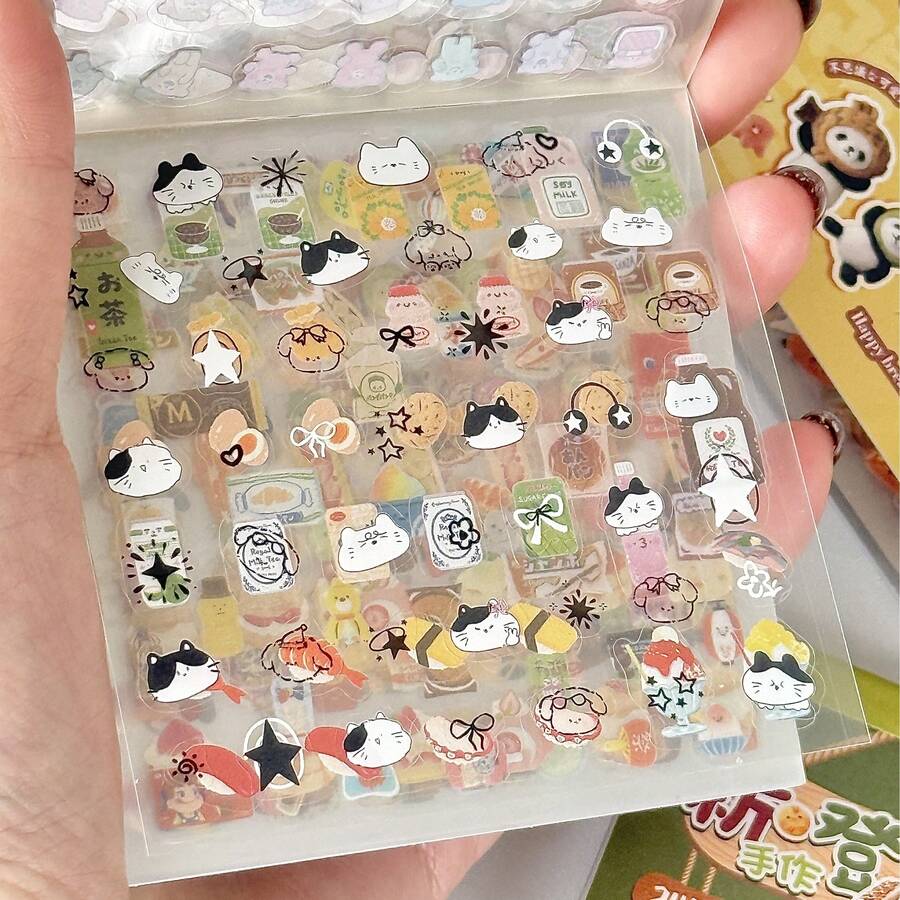 4 色 24 张，900 多张可爱迷你模切贴纸，迷你贴纸书，适用于 DIY 美甲装饰、剪贴簿、各种节日装饰、指甲装饰、文具收纳盒装饰，不易脱落，耐用，粘性好 - 彩色 - 查看 1