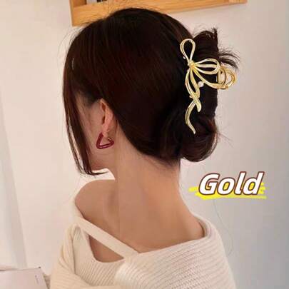 1 pezzo Fermaglio per capelli elegante e di alta qualità con fiocco per donne, accessorio per capelli di grandi dimensioni, stile minimalista e chic, fermaglio per capelli per la parte posteriore della testa, accessori per capelli alla moda, fermaglio per capelli elegante per vacanze e outfit invernali da donna