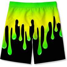 Kids Boys Swim Trunks Mesh Lining Water Resistant Beach Shorts 5-14 Years - 墨黑綠 - 查看 2