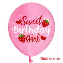 10 Pcs Strawberry Girly Lovely Party Decor Balloons Set – Suitable For Baby Birthday Party, Baby Shower ,Girl's Birthday, Girls'Party,Gender Reveal Party For Ages 1-6 - Multicolor - View 11
