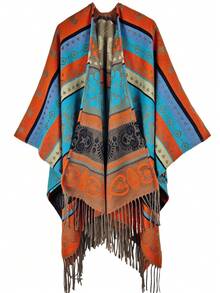 Boho 1pc Color Block Shawl Big Scarf - Multicolor - View 8