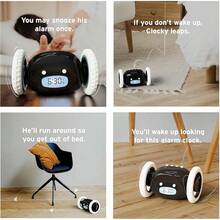 Extra Loud Alarm Clock For Heavy Sleepers On Wheels Rolls Runs Away Vibrating, Easy To Set Super Smart Snooze Digital Bed Shaker Alarm Clock Funny Gift For Adults Kids Teens Bedrooms (Black) - 黑色 - 查看 10