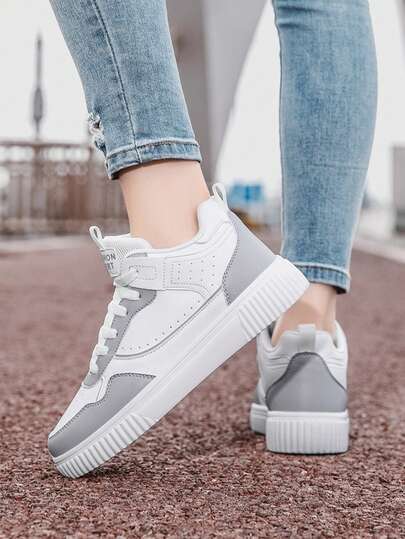 Teenagers' Versatile High-Top Sneakers, Comfortable, Fashionable, Casual, Lightweight, Durable, Running Sports Shoes
