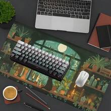 Black Cat Gaming Mouse Pad Retro Plants Mousepads Extended Large Desk Mat With Stitched Edge Non-Slip Rubber Base Desk Accessories For Home Office Decor Desk Pad 35.4x15.7 Inch Perfect Gift For Men Women - Multicolor - View 6
