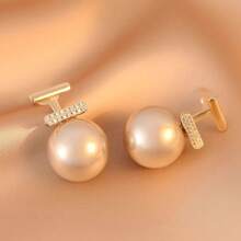 1 par de brincos pendentes minimalistas de pérolas, versáteis e elegantes para o dia a dia