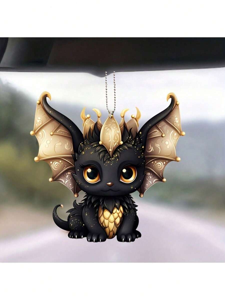 1 新款2D亚克力金黑龙吊坠 汽车后视镜吊坠 家居装饰扣 包包挂件 小礼品 门窗挂饰挂件 多色装饰挂件 适合家人、同学、朋友的纪念装饰、家居装饰、房间装饰、墙面装饰 - 黑色 - 查看 1