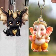 1 新款2D亚克力金黑龙吊坠 汽车后视镜吊坠 家居装饰扣 包包挂件 小礼品 门窗挂饰挂件 多色装饰挂件 适合家人、同学、朋友的纪念装饰、家居装饰、房间装饰、墙面装饰 - 黑色 - 查看 13