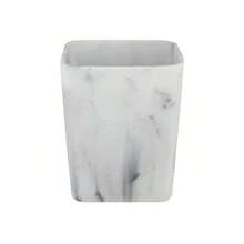 Faux Marble Wastebasket White - 1 - View 2