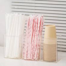 1PC Transparent Bar Straw Storage Box, Small Container For Disposable Cups, Suitable For Straws, Coffee Stirring Sticks, Disposable Cups, And Capsule Coffee Storage Organizer