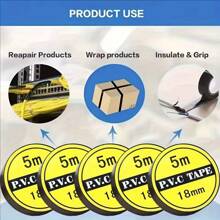 10 rolek czarnej taśmy elektrycznej - odpornej na ciepło, wodoodpornej i ognioodpornej, o mocnym kleju do okablowania wewnątrz i na zewnątrz, projektów DIY i zastosowań profesjonalnych