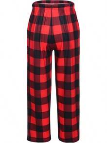 Boys Pajama Pants Long Sleep Soft Elastic Waist Bottoms Plaid Lounge With 2 Pockets 4-14 Years - A-a-yarn Dyed Lattice4-black - View 2