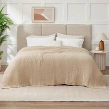 Large 50 X 70% Cotton Muslin 6-Layer Breathable Lightweight Throw Blanket Bed And Couch, Soft Quilt Bedspread, All-Season Gauze Blanket Adults, Lavender - 01 - 米色 - 查看 4